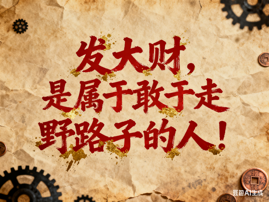 发大财，是属于敢于走野路子的人！